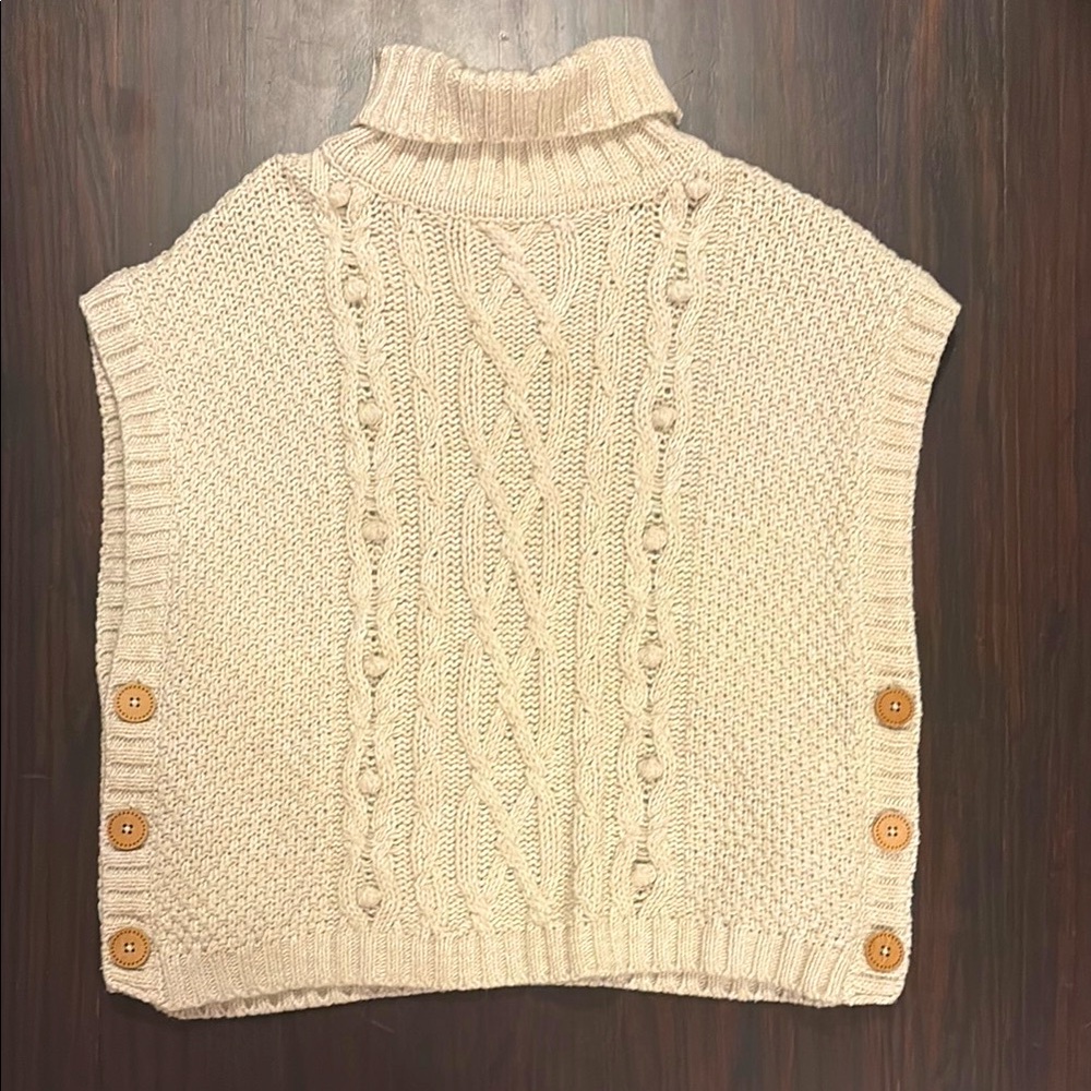 Cozy Cream Cable Knit Turtleneck Sweater/Coat